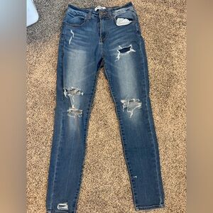 Wax Jean Ripped Blue Skinny Jeans